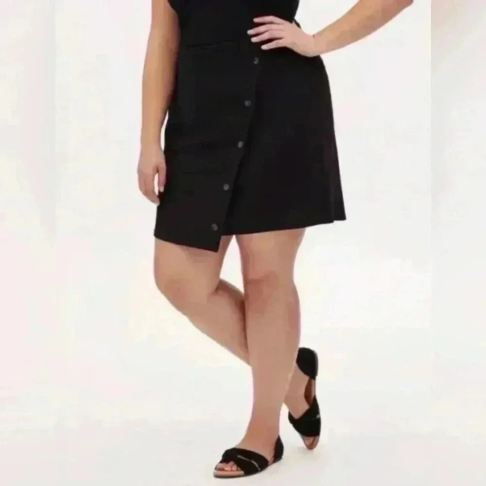 Torrid Womens Mini Scuba Wrap Skirt Plus Size 1X Black